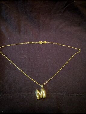Bubble Initial M Necklace Gold Colored
